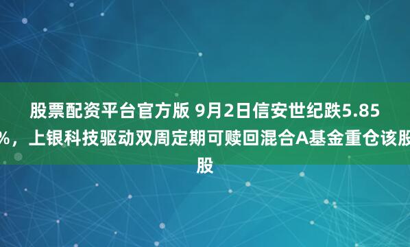 股票配资平台官方版 9月2日信安世纪跌5.85%，上银科技驱动双周定期可赎回混合A基金重仓该股