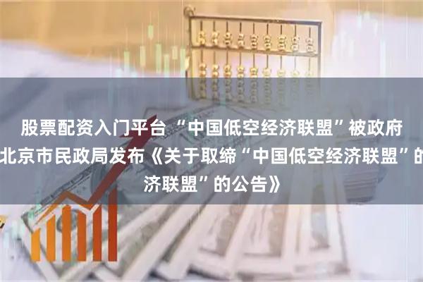 股票配资入门平台 “中国低空经济联盟”被政府取缔！北京市民政局发布《关于取缔“中国低空经济联盟”的公告》